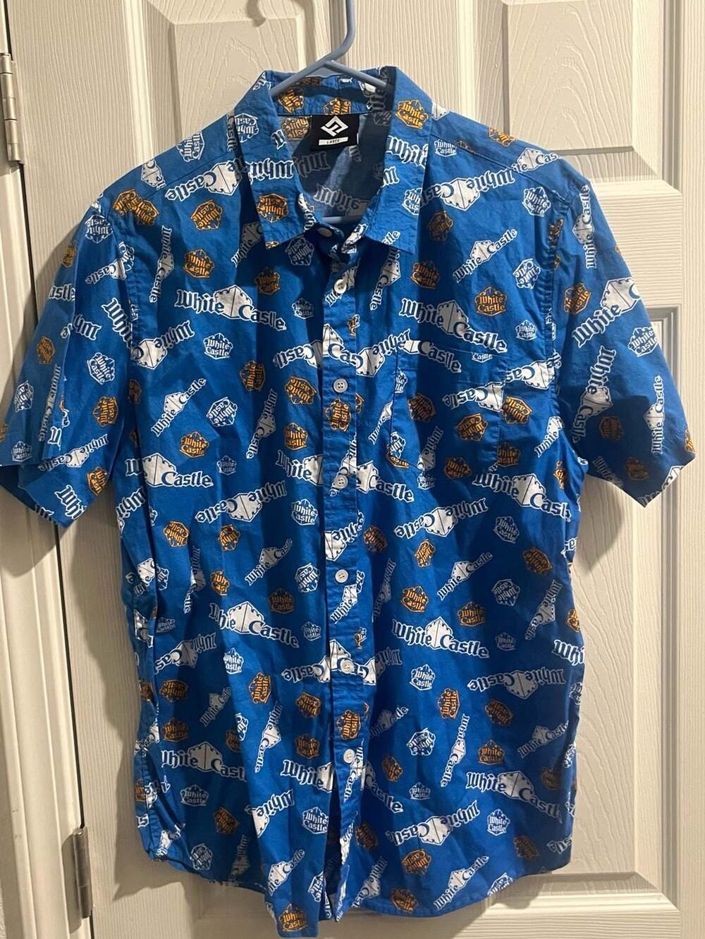 White Castle All Over Print Button Down Shirt Size Large